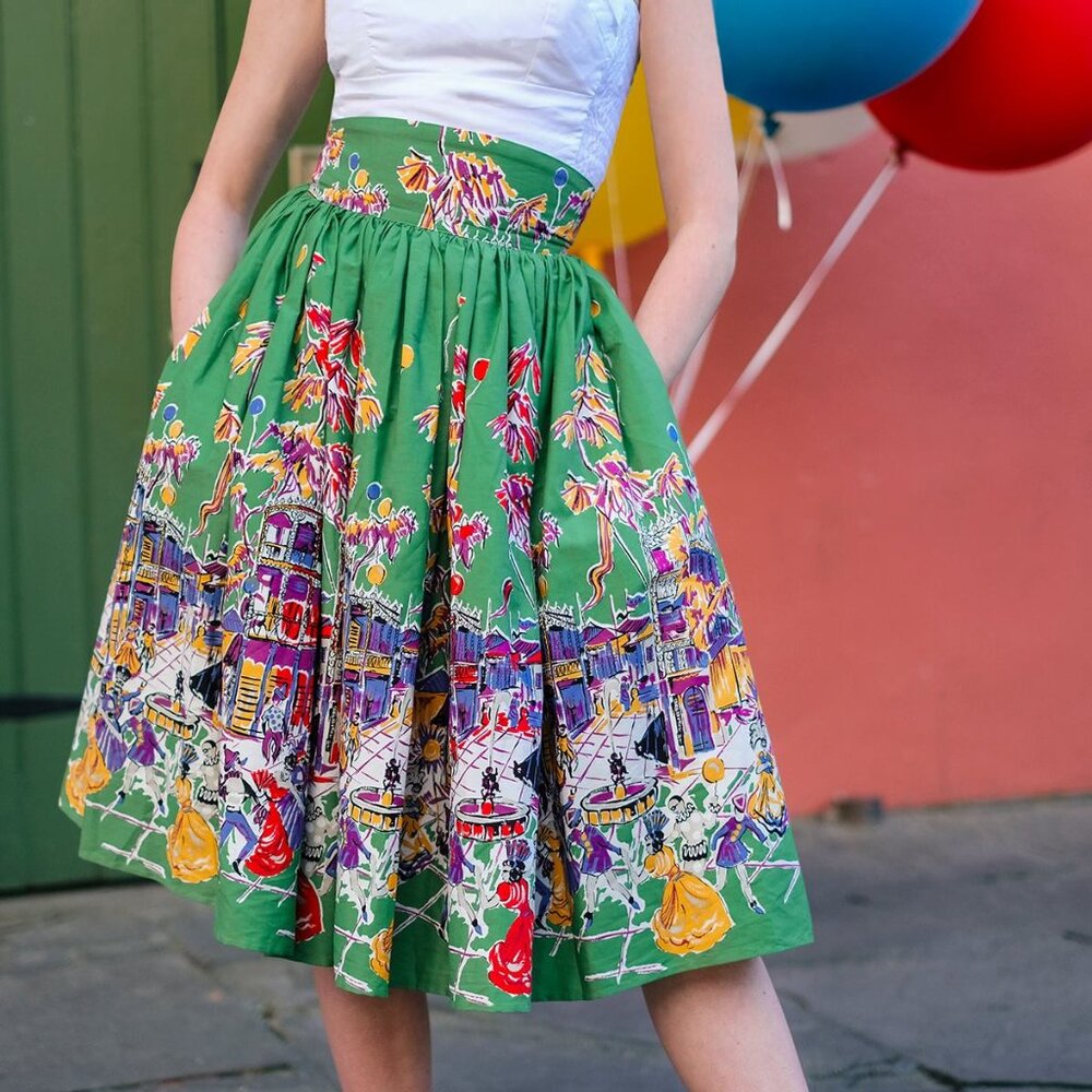 NWT Trashy Diva vintage repro full rare French Quarter print skirt